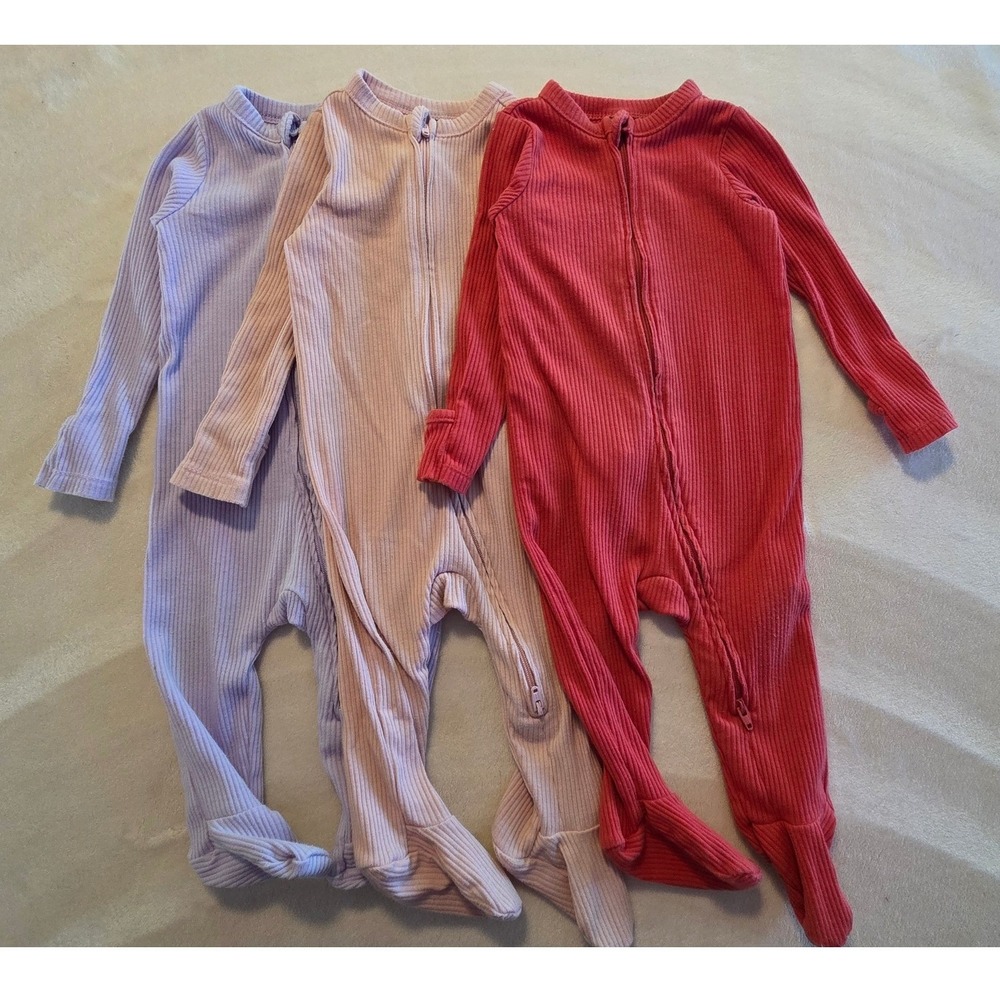 Baby‎ Sleeper Bundle 6-9M Old Navy Ribbed Zip Footed Pajamas Spring Easter